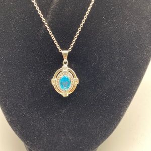Blue Crystal Pendant Silver